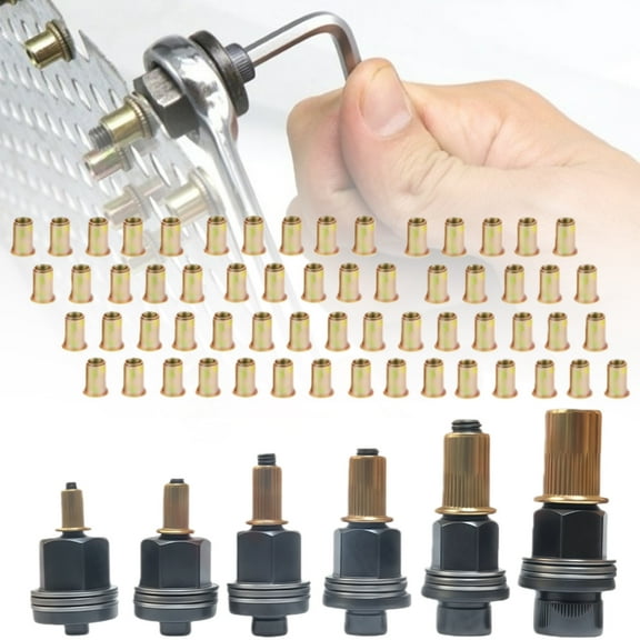66pcs Heavy Duty Carbon Steel Rivet Nut Set 3mm to 10mm for Construction Maintenance