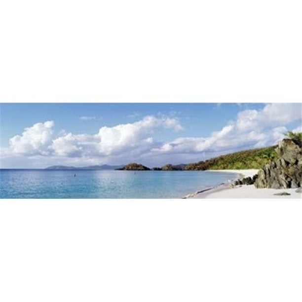 Vue Grand angle de la Baie du Coffre de la Plage St John US Virgin Islands Affiche Imprimée par - 36 x 12
