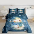 thumbnail image 2 of Castle Fairy Kids Kawaii Xmas Snowman 2-Piece Twin Comforter Set, Gradient Christmas Snowflakes Happy New Year Breathable Bedding, 2 of 8