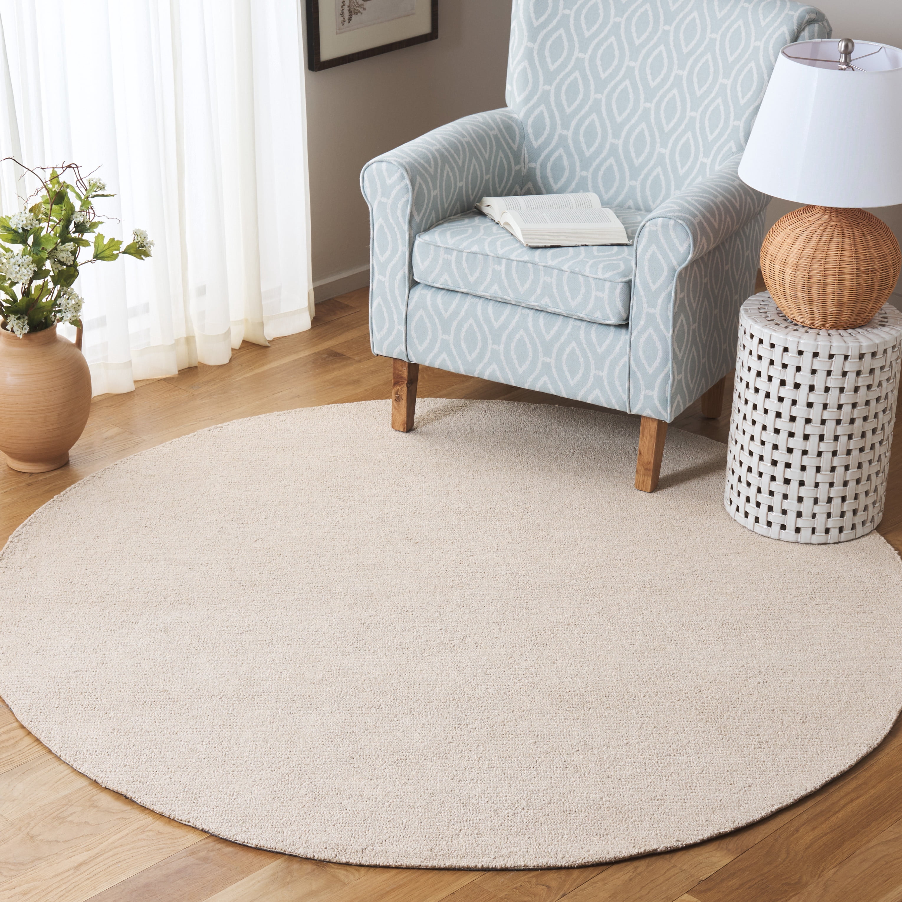 SAFAVIEH Natural Fiber Corine Solid Area Rug, Ivory, 6' x 6' Round