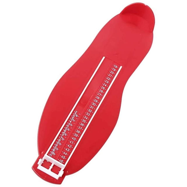 Podómetro para adultos y niños - Medición del tamaño del zapato Dispositivo de medición del pie para determinar el tamaño del zapato 18 a 47 (rojo)