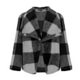 thumbnail image 5 of Fanxing Women's Fall Plaid Coats Brushed Shacket Jackets Flowy Cardigans Outwear Lightweight Cozy Lapel Tops Vacation Dark Gray,L, 5 of 6