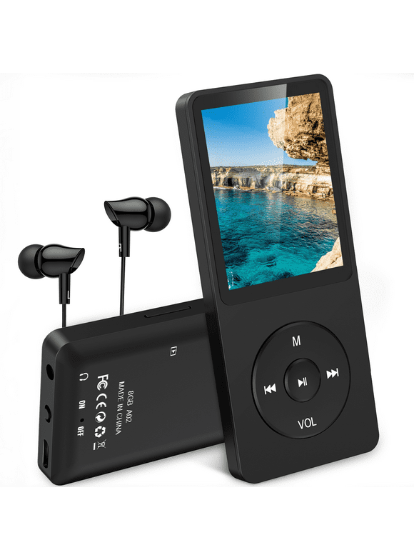 AGPTEK MP3 Player, 70 Hours Playback Lossless Sound Music Player, A02 8GB Black