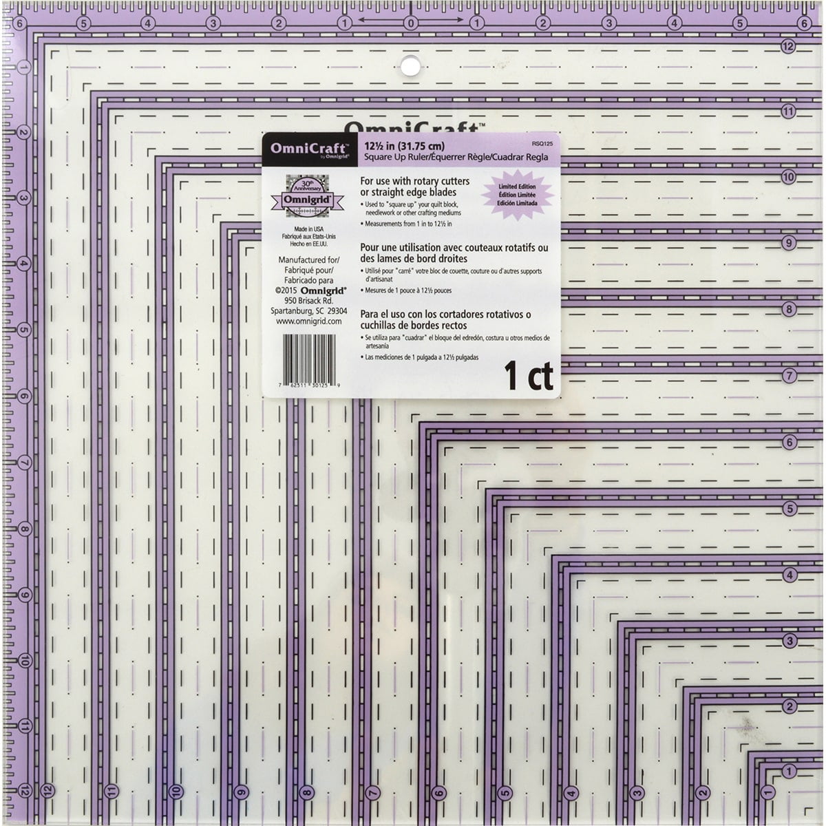 Omnicraft 12-1/2" Square-Up Quilting Ruler By Omnigrid