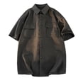 thumbnail image 3 of LIaqionyy Short Sleeve Button down Shirts for Men Casual Summer Collar Solid Color Beach Shirt with Pocket, 3 of 5