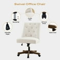 Home Office Desk Chair with Wheels, Armless Swivel Fabric Padded Desk
