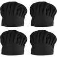 thumbnail image 1 of Toque negro ajustable de 4 piezas para mujer y hombre, toque unisex, toque profesional mylar, toque transpirable para repostería a la parrilla., 1 of 5