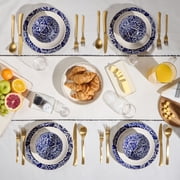 Thyme & Table Nova 12-Piece Ceramic Dinnerware Set Blue and White