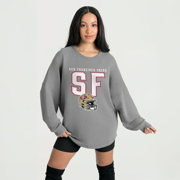 Women's Gameday Couture Gray San Francisco 49ers Oversized Pure Motion Corded Sweatshirt