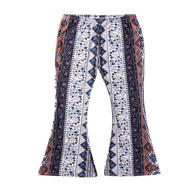 EIMELI Women‘s Boho Hippie Printed Wide Leg Long Flared Bell Bottom Pants