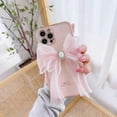 thumbnail image 1 of iPhone 12 Étui Robuste Bracelet Chaîne de Poignet Style Fleur de Luxe - Rose, 1 of 5