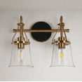 thumbnail image 5 of LNC Modern 14 in. 2-Light Black and Brass Vanity Light with Bell Seeded Glass Shades, 5 of 5
