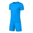 thumbnail image 4 of Jinhomg Casual Short Sets for Men Big and Tall Mesh Loungewear 2025 Short Sleeve Summer Tees with Elastic Waist Shorts with Pockets Sky Blue XXL, 4 of 7