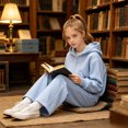 thumbnail image 6 of OJSFQUFP Girls 2 Piece Tracksuit Set Zip‑Up Hoodie Jacket + Wide Leg Pants Kids Casual Sport Outfit for School, 6 of 7