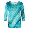 thumbnail image 4 of CHOK Ichuanyi Hauts pour Femmes Liquidation d'Été T-shirt Imprimé Mode pour Femmes Blouse Mi-Longue Manches 3/4 Col Rond Hauts Décontractés, 4 of 5