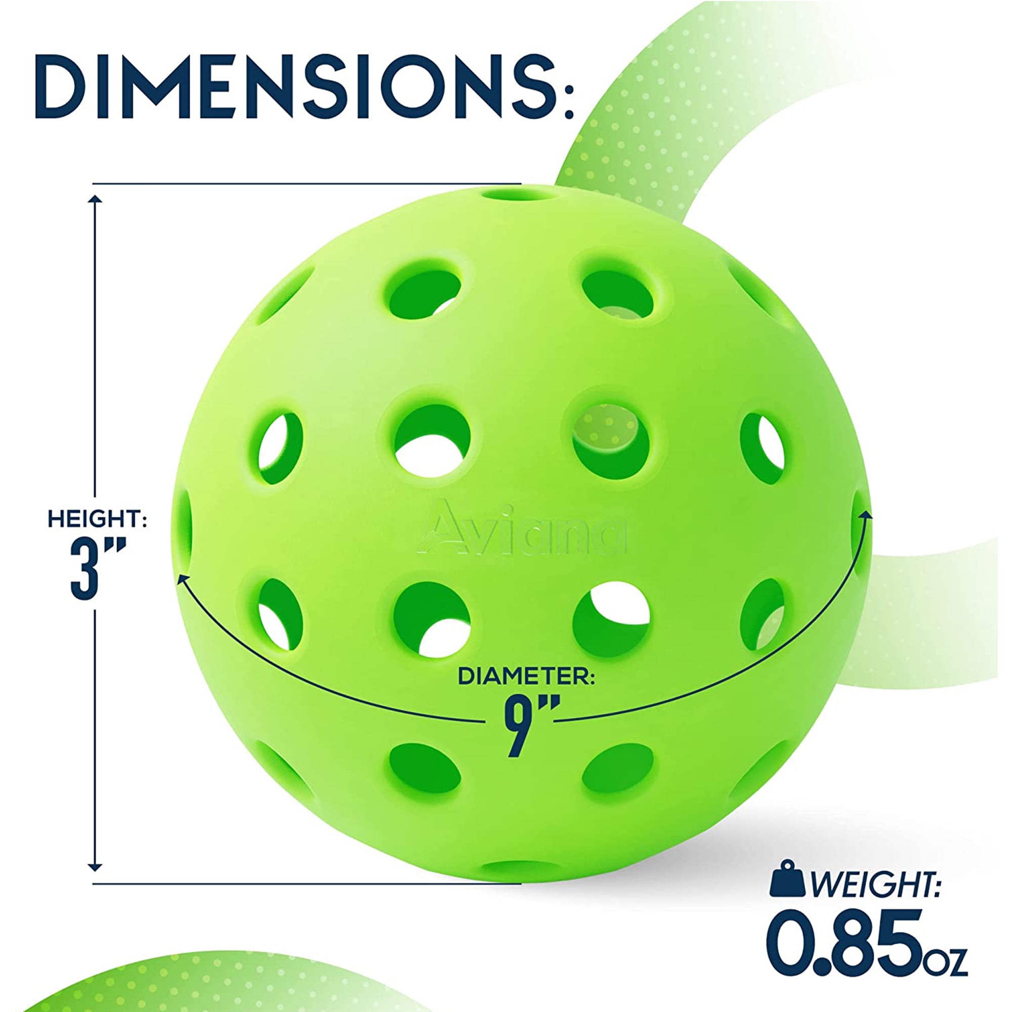 Pro Aviana Tournament Play Outdoor Pickleball Balls USAPA Approved, 6-Pc Set Green