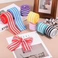 thumbnail image 4 of 12 Yards x 2" Striped Ribbon Yellow and White Wired Ribbon Linen Gift Wrapping Ribbon for Christmas Craft Birthday Wedding Festival Wreath, 4 of 7