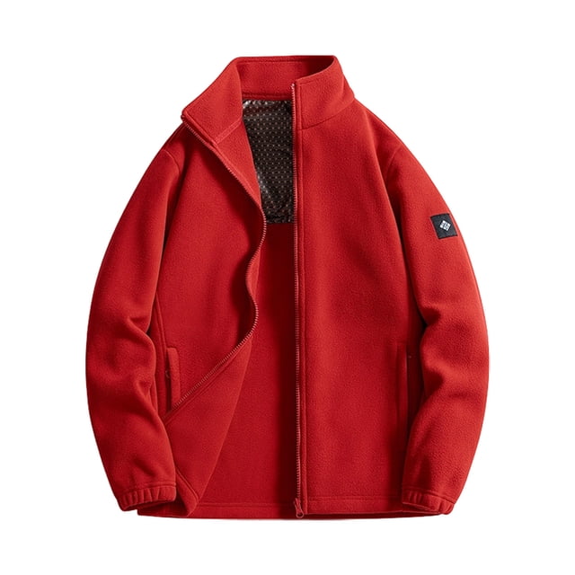 Men's Jacket Long Sleeve Stand Collar Solid Color Zipper Pullover Fleece Hooded for Sweatshirt Style,Fleece Jacket Men
