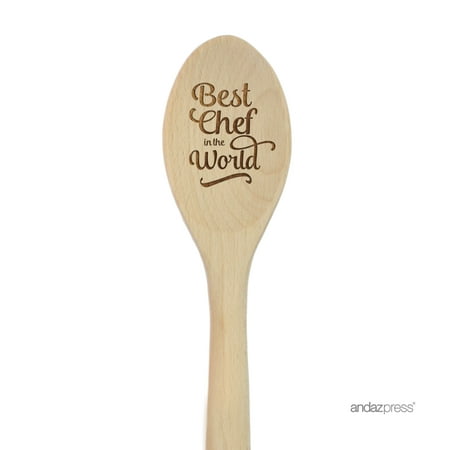 Andaz Press 12-inch Laser Engraved Wooden Mixing Spoon, Best Chef in the World, (Best Home Misting System)