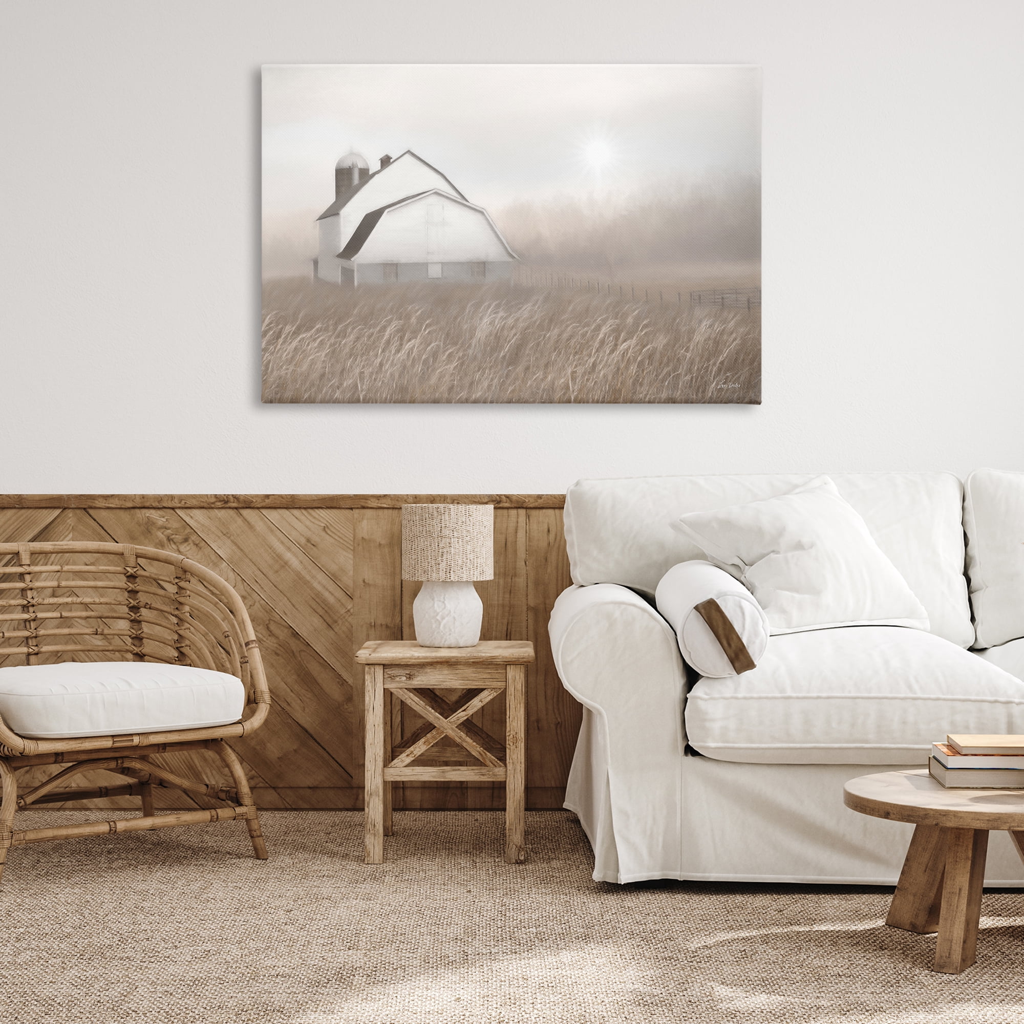 Stupell Industries Windblown Farm Grasses Landscape & Nature Painting Wrapped Canvas Art Print Wall Art, 45 x 30