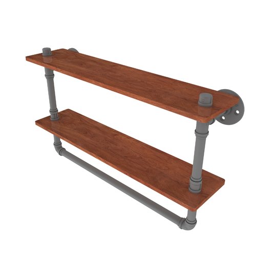 Allied Brass Pipeline 22'' Double Ironwood Shelf with Towel Bar in Oil Rubbed Bronze - image 5 of 7