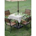 thumbnail image 4 of Outdoor Tablecloth with Umbrella Hole for Patio/Picnic/Party/Camping, Summer Botanical Waterproof Table Cloth Square Cover Washable, Watercolor Green Leaves Farm Wooden Grain (54"x 54"), 4 of 8