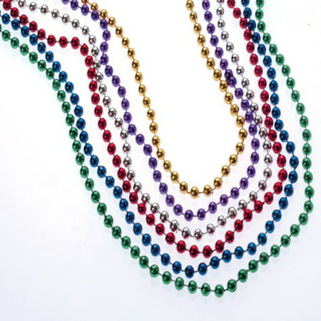 US TOY JA646 Bulk Assorted Metallic 6mm Bead Necklaces