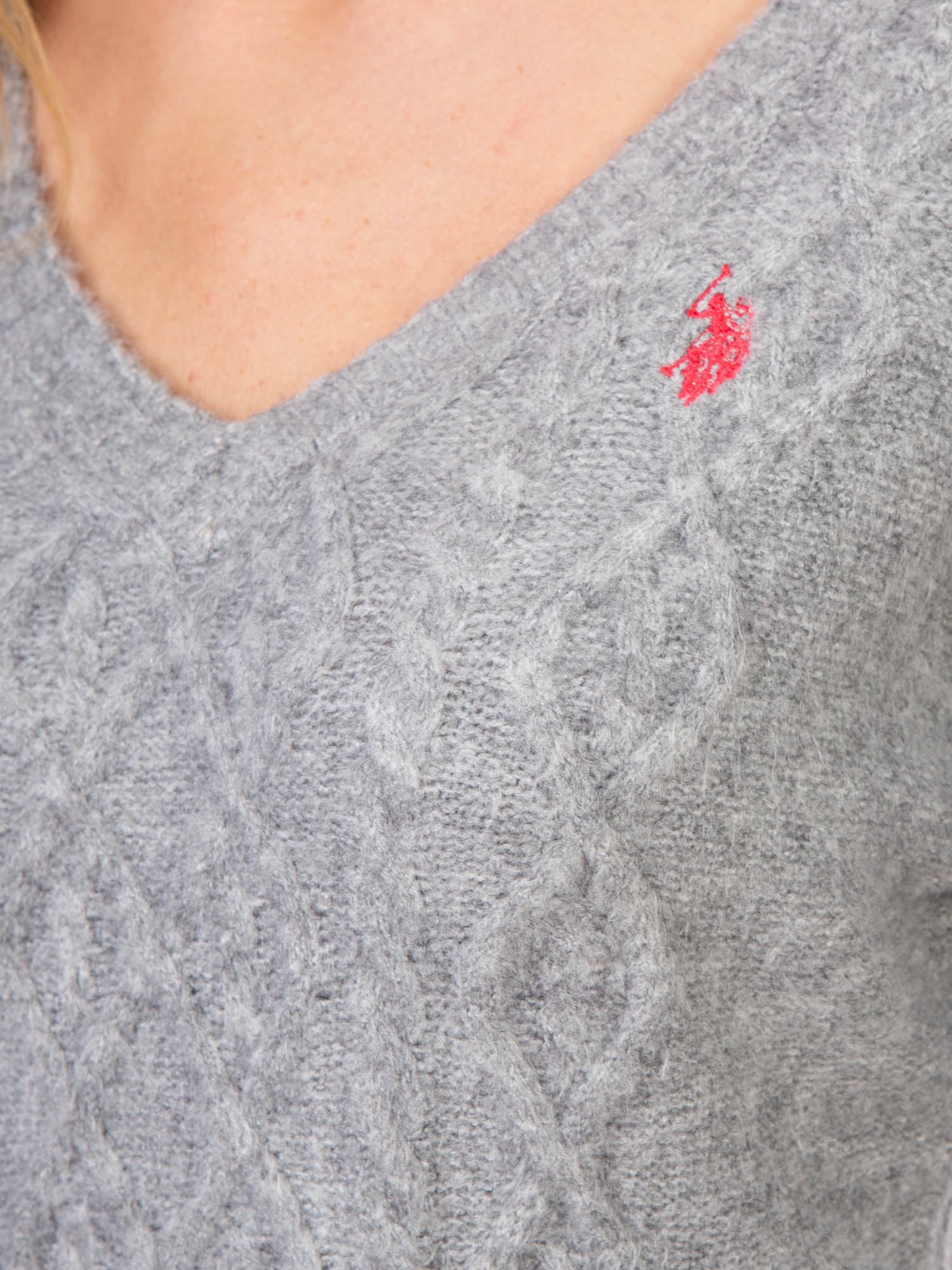 U.S. Polo Assn. V-Neck Cable Knit Sweater