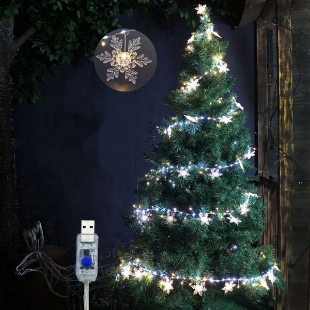 RKSTN christmas deals Christmas Tree Decorative Lights LED String Lights Copper Firecracker Snowflake E Lights USB Small Lights