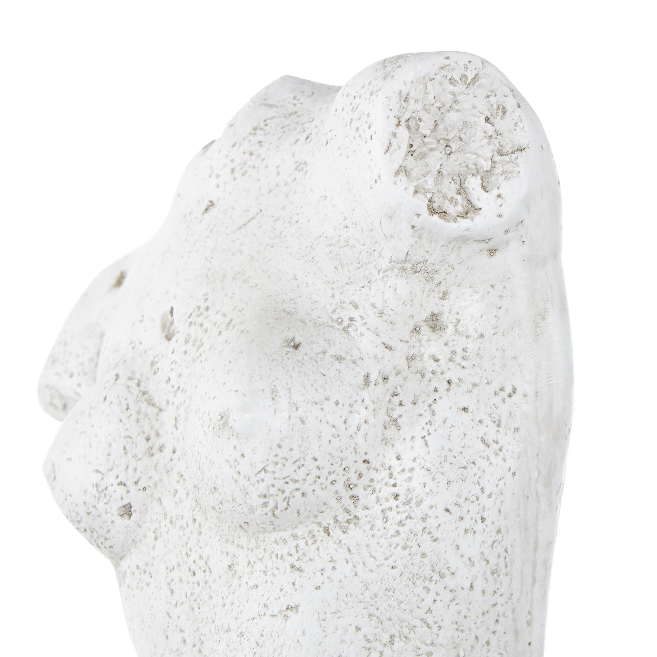 5" x 17" White Polystone People Sculpture with Black Square Base, by DecMode