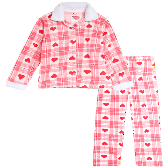 dELiA*s Girls‘ Pajama Set - 2 Piece Flannel Sleep Shirt with Sherpa Collar and Pajama Pants (7-16)