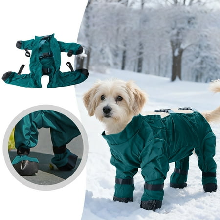 Waterproof Dog Boots with Suspenders All-in-One Dog Snow Pants with Built-In Boots Anti- -Proof Paw Protector Shoes for Small Medium Large Dogs Outdoor Winter Rain Hiking