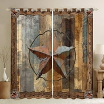 jejeloiu 3D Texas Stars Black Out Curtains,Rustic Farmhouse Cabin Curtains Pack of 2 (42x63 Each),Old Wooden Plank Bedroom Curtains For Boys Kids,Super Cozy Room Decor