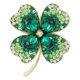 thumbnail image 1 of Broche elegante de trébol con diamantes de imitación, Pin de solapa de trébol irlandés, recuerdo irlandés, Pin de cristal verde brillante para chaquetas, bolsos, mochilas, 1 of 5