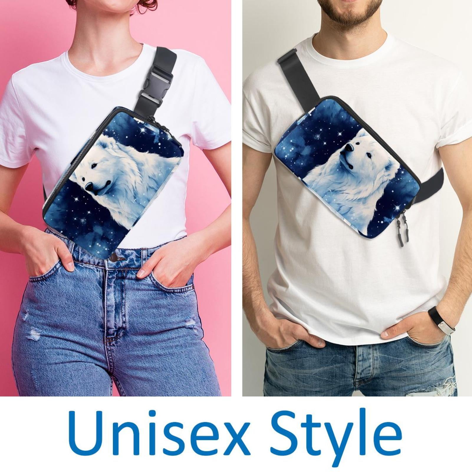 Starry sky polar bear Adjustable Lightweight Waist Bag Crossbody Fanny Pack with Extension Strap for Men and Women
