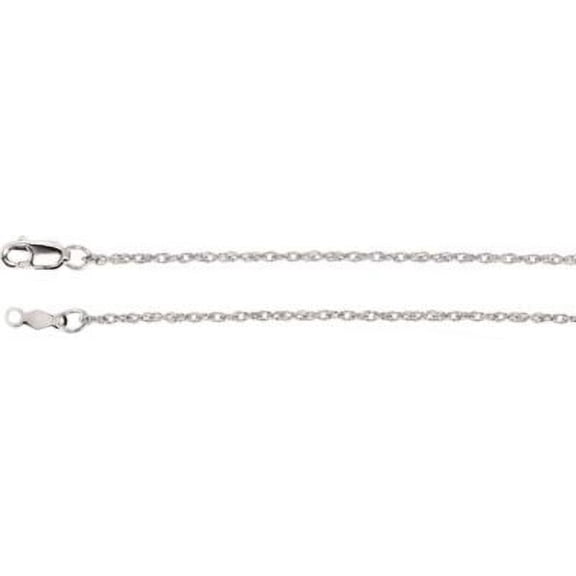 14k White Gold Necklace - 1.9 Grams - 20 Inch 1.25mm Rope Chain With Lobster Clasp