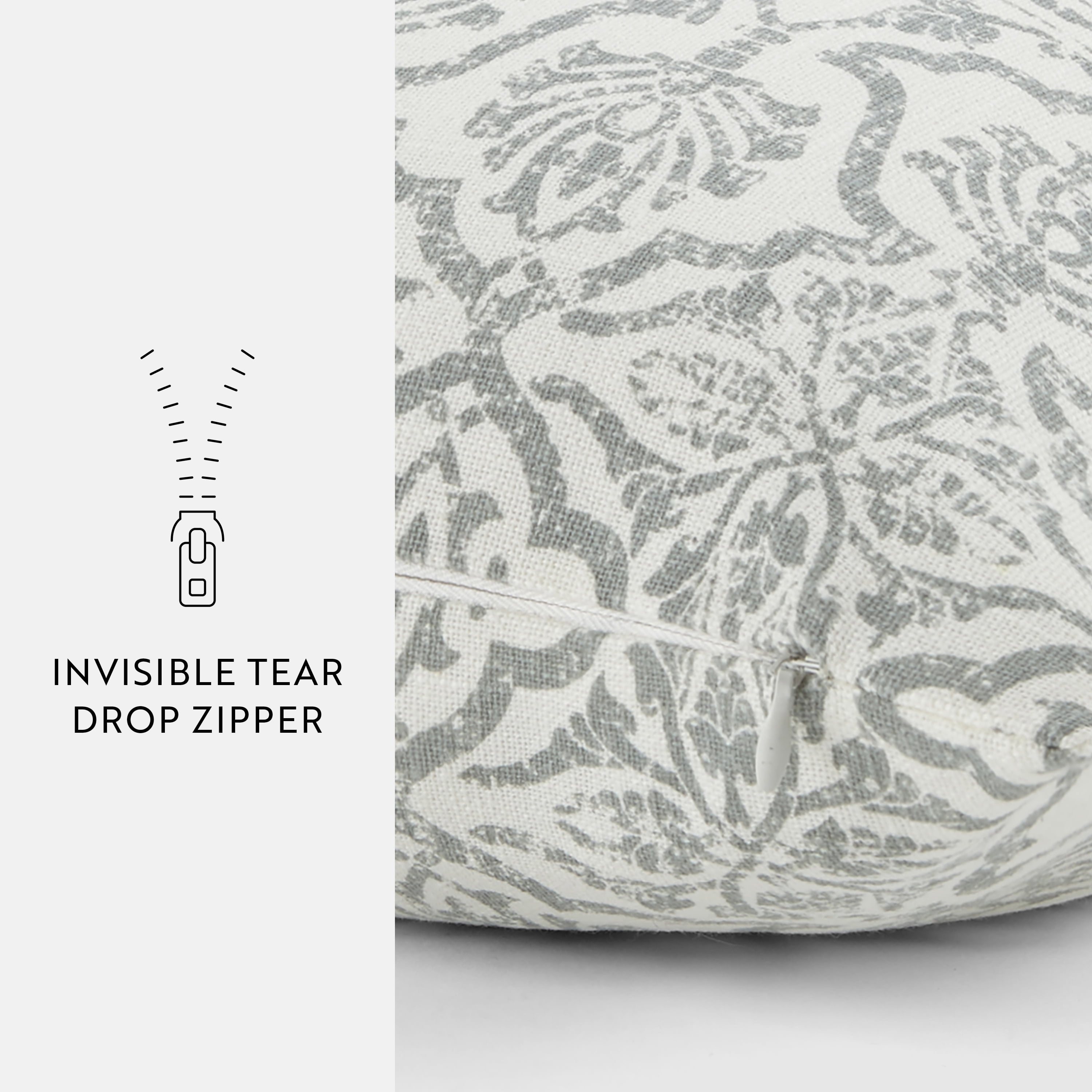 Noble Linens Elegant Cotton Decor Throw Pillow in Artic Antique Floral Pattern