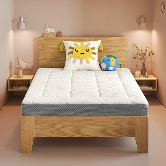 6 Inch Twin Mattress with Gel Memory Foam, Medium Firm- CertiPUR-US Certified, Bed in a Box for Easy Setup,Cooling Ventilated Foam, Pressure Relief & Washable White Cover