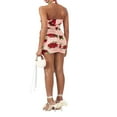 thumbnail image 3 of Women‘s Bodycon Mini Dress Rose Print Sleeveless Hollow Out Halter Ruched Cocktail Dress, 3 of 8