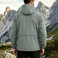 thumbnail image 5 of SEROYE Mens Jacket Coat Water Resistant Hooded Windbreaker Solid Long Sleeve Full Zip Pockets Elastic Cuffs Outerwear (XL, Gray), 5 of 9