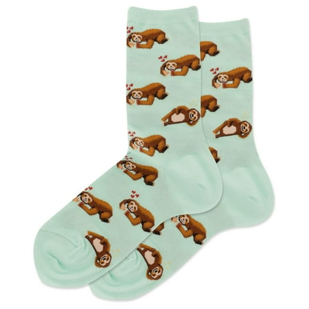 Hot Sox Womens Pizza Sloth Crew Socks, Womens Shoe Size 4-10.5, Mint, Womens Sho