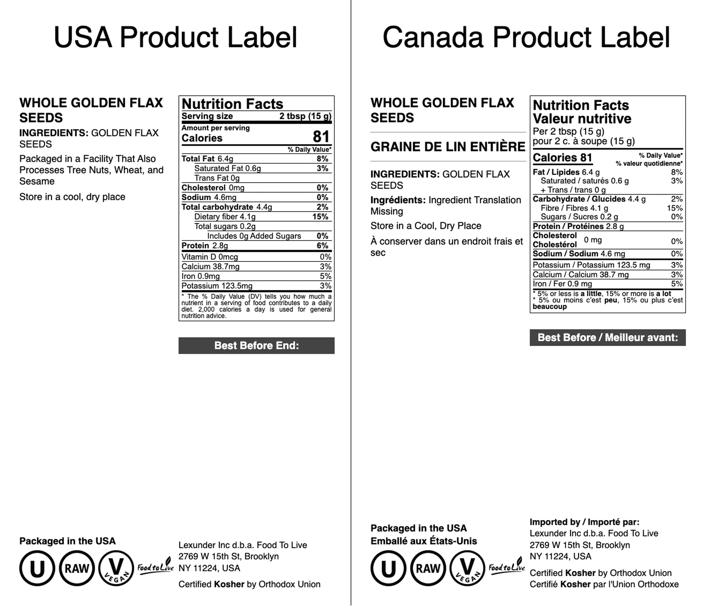 Golden Flax Seeds, 10 Pounds - Kosher, Raw, Vegan - by Food to Live