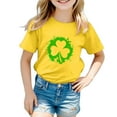 thumbnail image 4 of KKBOTIVE St Patrick's Day T Shirt for Girls Fashion Graphic Lightweight Short Sleeve Saint Patrick's Tops Soft Cozy Kids' Summer Clothing, Yellow Size: 3-4 Years, 4 of 4