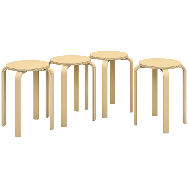 HOMCOM Tabourets Empilables Ensemble de 4, Tabourets Ronds Sans Dossier de 18 Pouces pour Cuisine