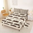 thumbnail image 2 of Castle Fairy Vintage Train Bed Sheets 4pcs for Collectors, Sepia Pattern King Sheets for Bedroom, Brown Beige, 2 of 6