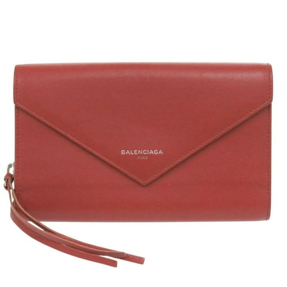 Pre-Owned Balenciaga 371661 Calf Leather Red Long Wallet 1553BALENCIAGA (Good)