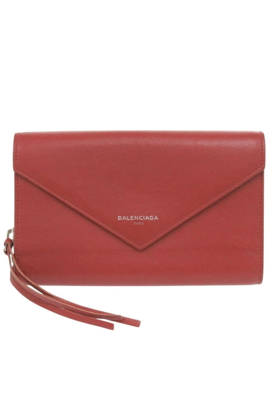 Pre-Owned Balenciaga 371661 Calf Leather Red Long Wallet 1553BALENCIAGA (Good)