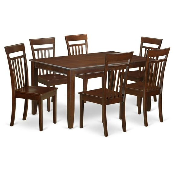 East West Furniture Dudley 7-piece Wood Dining Table Set in Mahogany