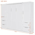 thumbnail image 6 of Queen Size Murphy Bed with Closet ,Drawers and Shelves, Solid Wood Wall Bedframe for Multipurpose Guest Room or Home Office, Space-Saving, White, 6 of 8