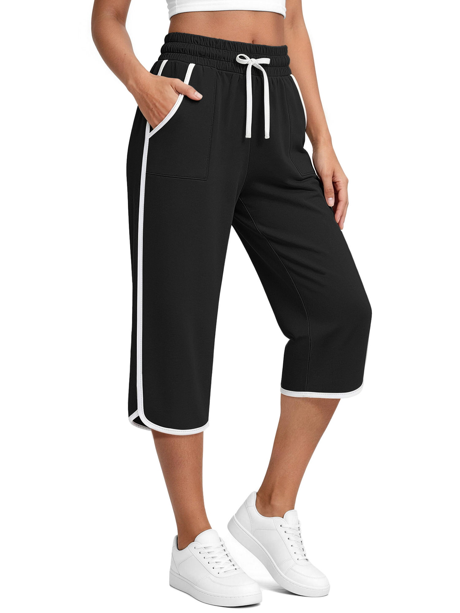 Rosvigor Capris Pants for Women High Waisted Lightweight Athletic Pants Summer Casual Joggers with Pockets